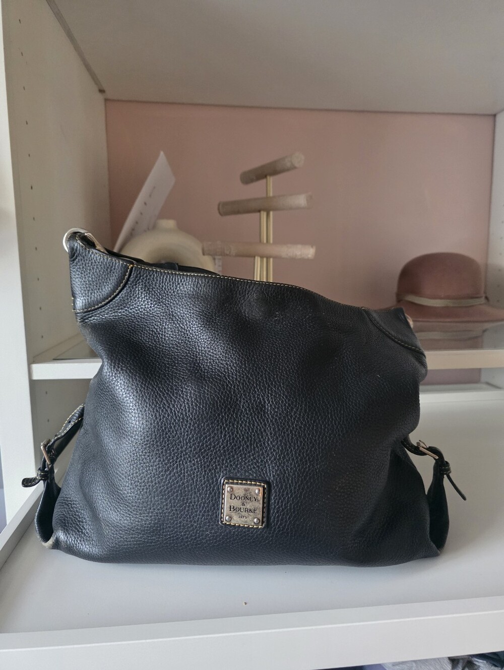 Dooney & Bourke Black Pebble Leather Shoulder Bag
